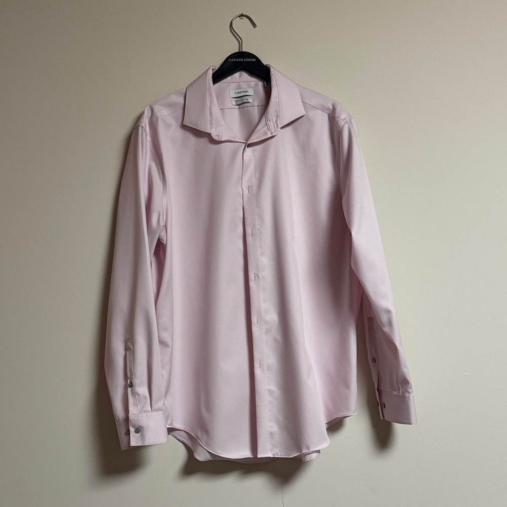 Pink Calvin Klein Men's Dress Shirt *Infinite Non-Iron, Slim Fit, Stretch Color*